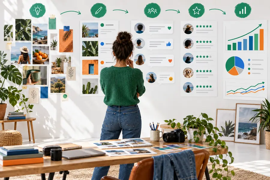 Social-Media-Aufgaben als fragmentierter Workflow dargestellt
